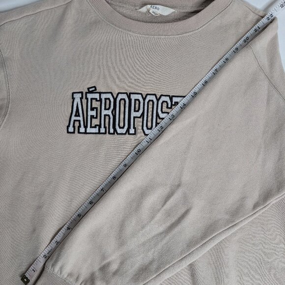 Aeropostale Women's Beige/Tan Crewneck Spellout Box Letter Y2K, Size Small - Picture 6 of 7